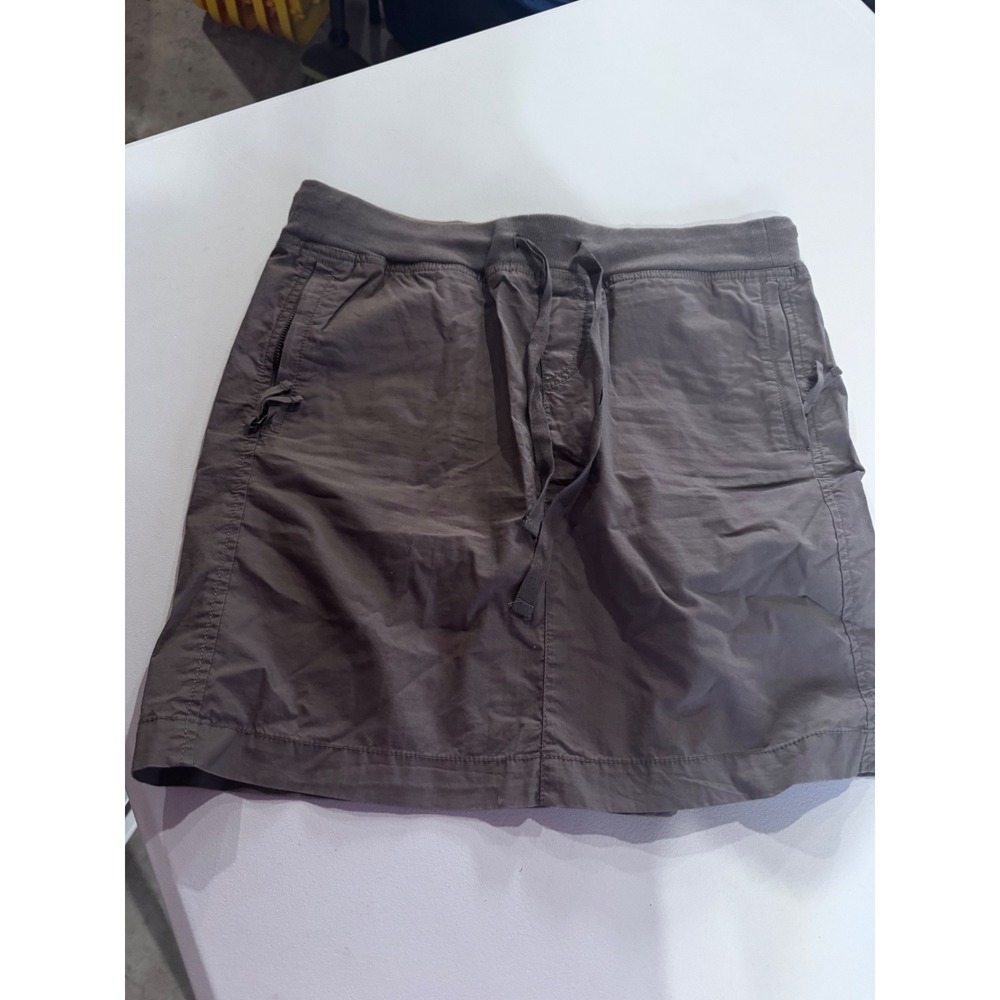 Ann Taylor LOFT Women Brown Utility Mini Skirt Elastic Waist Drawstring Size S
